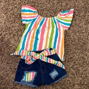Toddler girl blue Jean shirt/blouse set